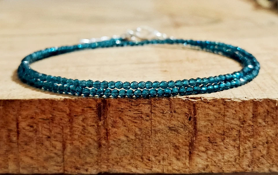 Cuentas de rondelle facetadas de topacio azul, cuentas facetadas de topacio azul Foto 4 de 4