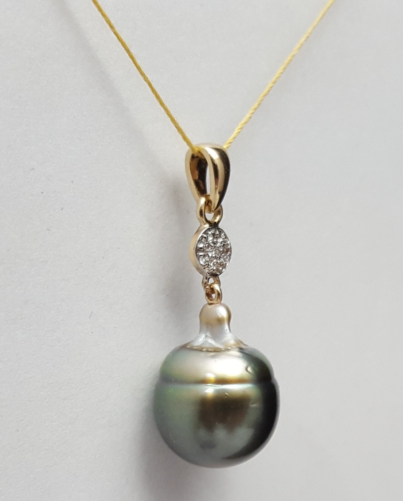 Unique 14K Solid Yellow Gold Drop Dangle Tahitian… - image 2