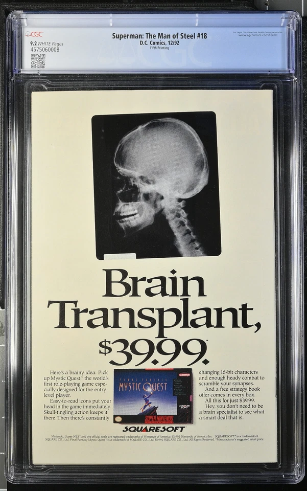 SUPERMAN MAN OF STEEL #18 CGC 9.2 5TH PRINT DC UNIVERSE VARIANT 1ST APP DOOMSDAY - Image 2 of 2