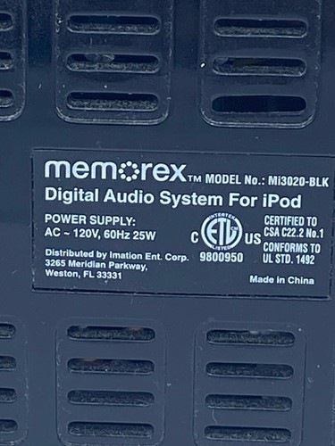 Memorex Black Digital Audio System for iPod Mi3020BLK -WITHOUT REMOTE - Picture 3 of 3