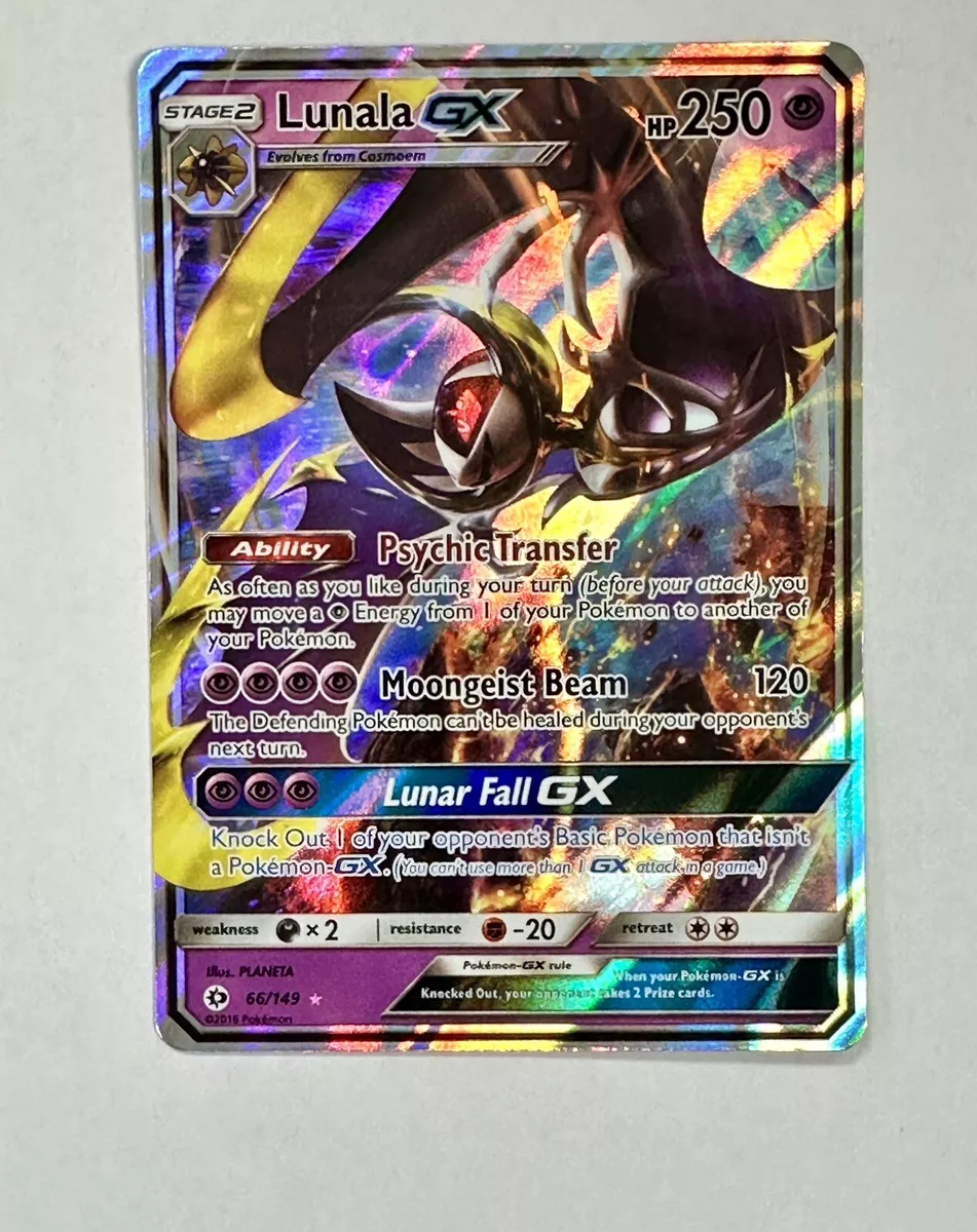 Lunala GX Near Mint Holo Rare Sun and Moon Base Set #66/149