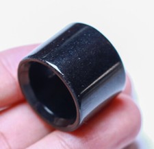 Video Certified Black 100 A JADE Jadeite Circle Thumb RING USA. 7.5    509730