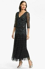 Pisarro Nights Beaded Mesh Dress Sz 4 Black