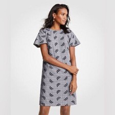 Ann Taylor Floral Eyelet Embroidered Plaid Shift Dress