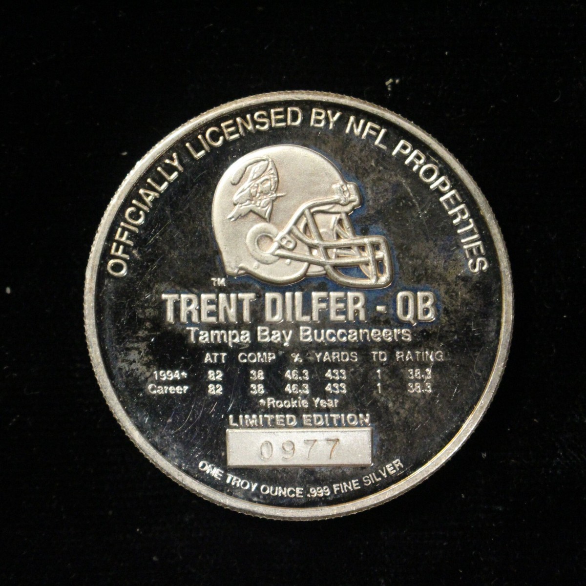 Trent Dilfer Tampa Buccaneers Quarterback 1 oz .999 Silver Round