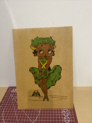 Handgefertigte Betty Boop Jamaika Kunst auf Holz / Holzähnliches Material? Unikat Deko
