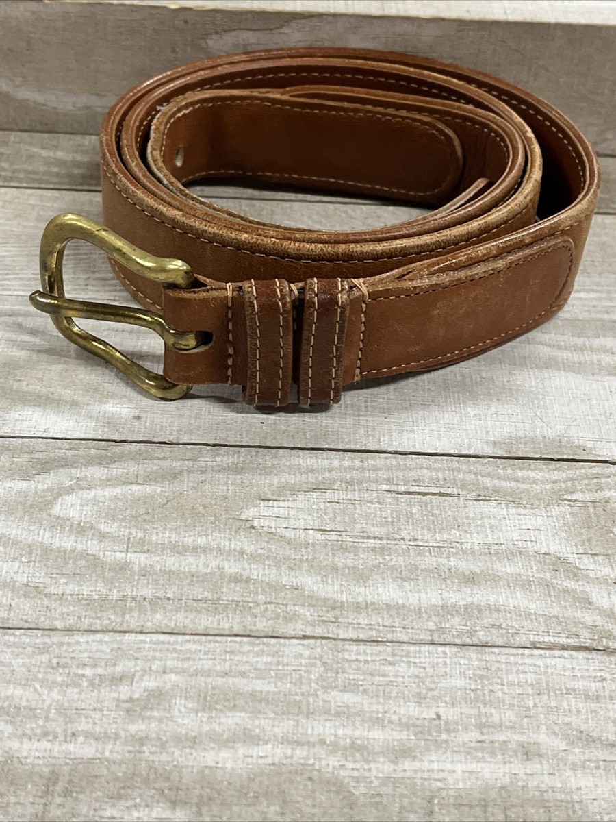Vintage Coach British Tan Leather Belt with Brass Buckle