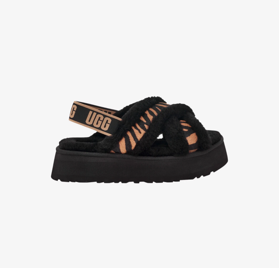 UGG Disco Cross Slides 1127072 LGTT colore nero marrone platfum slide sandalo nuovo con etichette