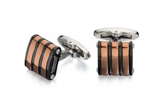 Image of Fred Bennett Black & Brown PVD Cufflinks & available in black colour