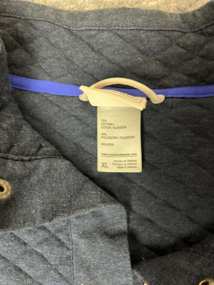 Avalanche 1/4 Snap Jacket Mens XL Blue Quilted Pullover Outdoor Adult - Image 3 of 4
