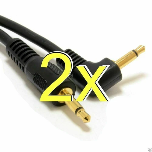 [2 pack] 1m Right Angle MONO 3.5mm Jack Plug to 3.5mm Jack Plug Cable Lead GOLD
