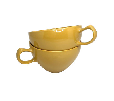 Oneida Premier Melamine Tea Cup Coffee Mug Replacements Mustard Yellow Set of 2