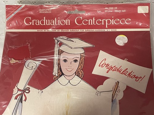 Vintage Amscan Honeycomb Tissue Graduate Girl Centerpiece 11.5”Denmark w Mini 5” - Picture 2 of 13