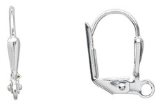 Ear Wire, 10 Silver Plated Brass 16mm Leverback 7x2mm Shield with Loop