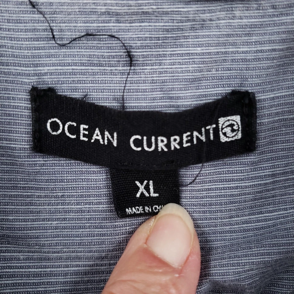 Ocean Current Shirt Mens XL Cas Button-Up Blue/Grey Pockets Long Sleeves Cotton - Image 3 of 4