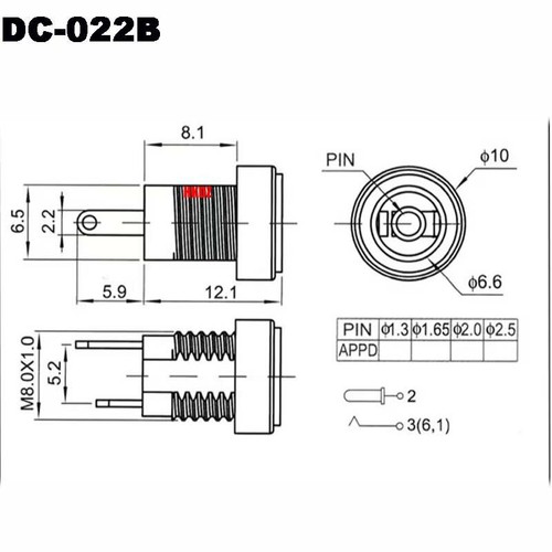 5.5-2.1/2.5MM Round Panel Mount Female Socket DC-022 Power Connector Jack Plugs - Picture 2 of 19