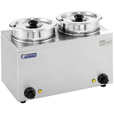 ROYAL CATERING Bain Marie Rund Speisenwärmer Wasserbad Suppenstation Warmhalter 2 Behälter
