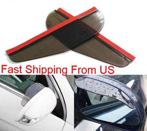2X SMOKE FIXABLE REAR VIEW MIRROR WINDOW VISOR GUARD PLASTIC 