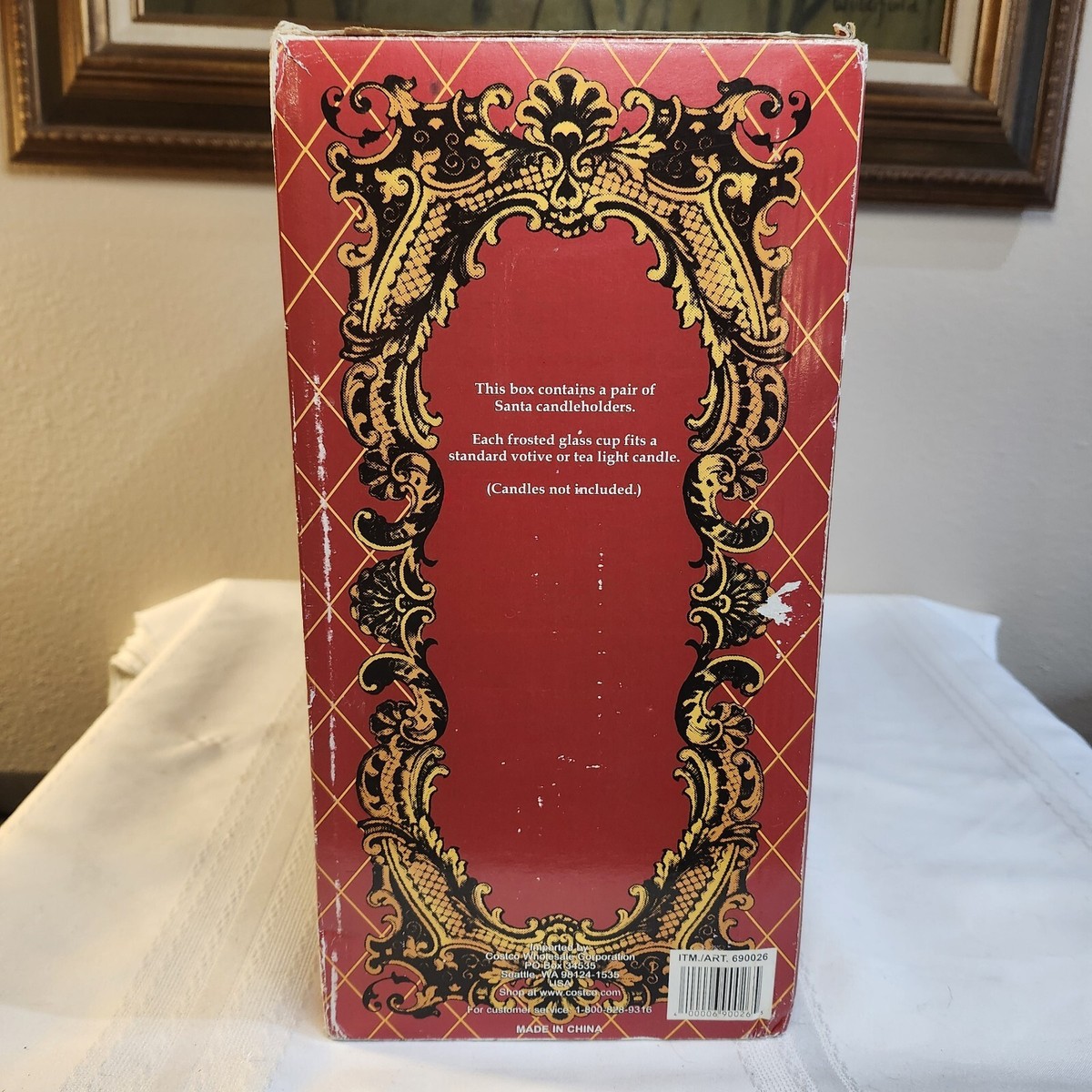 Pair Of Kirkland Signature Vintage Christmas Santa Candle Holders