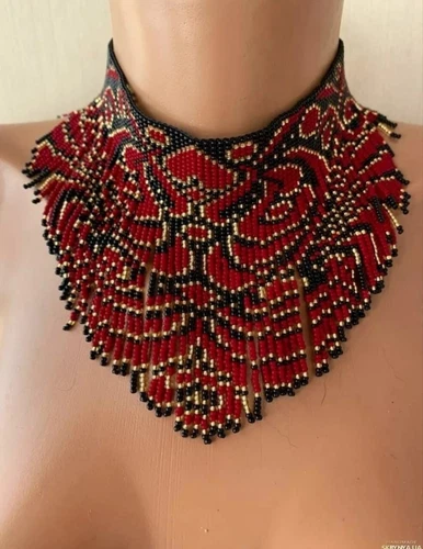 Handmade Boho Seed Beaded Choker Necklace Handmade  Fashion Jewelry for Women - product listing photo