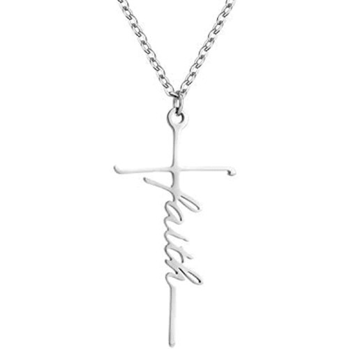 Lcherry Faith Cross Necklace Stainless Steel Pendant Religious Jewelry