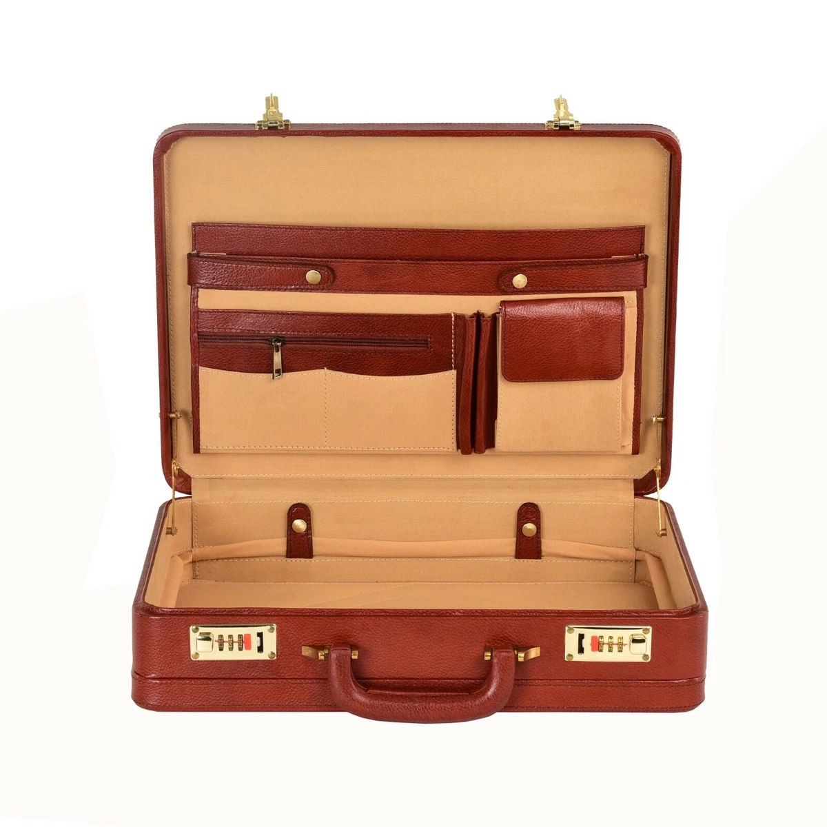 Pure Leather Briefcase For Men Leather Handbag Expandable Leather