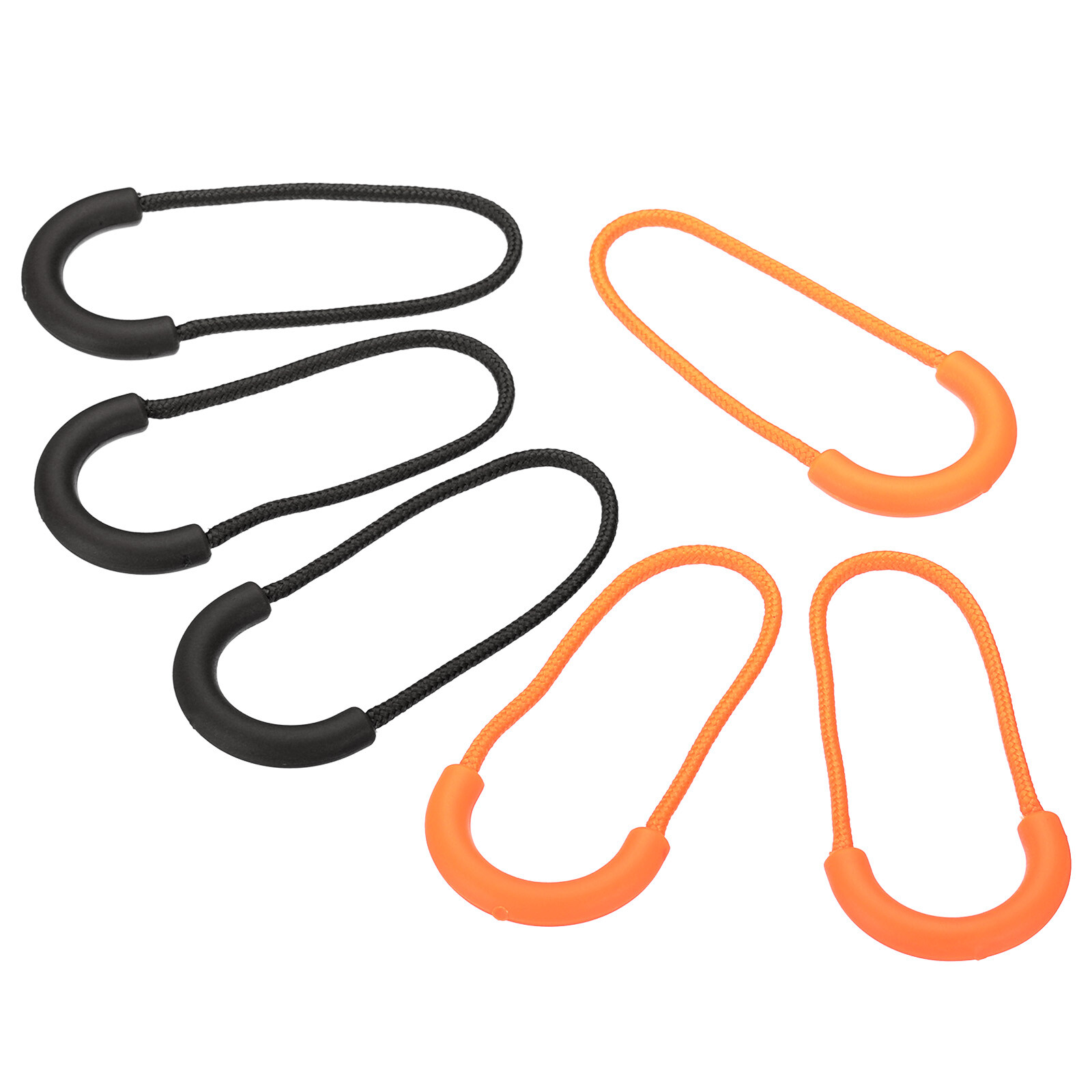 12 un. tiradores de cremallera de repuesto mango de extensión de cable etiqueta U negro naranja
