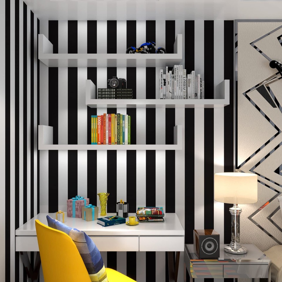 Black and White Wallpaper Peel and Stick Wallpaper for Bedroom Stripe