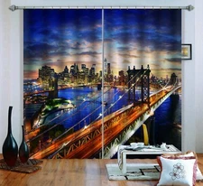 3D City Bridge Scenery ZHUA2609 Photo Curtain Window Blockout Fabric Amy 2023