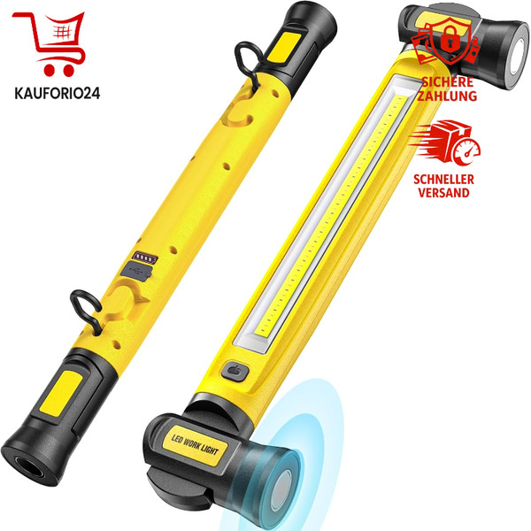 Arbeitsleuchte 3000LM LED Werkstattlampe Mit Magnet Haken 5200Mah USB-C Gelb-image