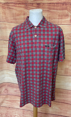 Vintage Polo Sport Sportsman Polo Style Shirt Large rot Tartan Herren sehr guter Zustand