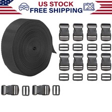 1 Inch/2.5cm 11 Yards Nylon Webbing Strap W/10 Set Plastic Buckles Side Release