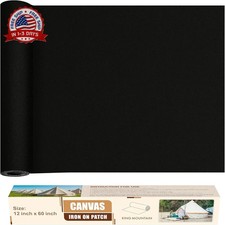 KING MOUNTAIN Canvas Iron on Patch,12" 60",Waterproof 100 Cotton Fabric Repair