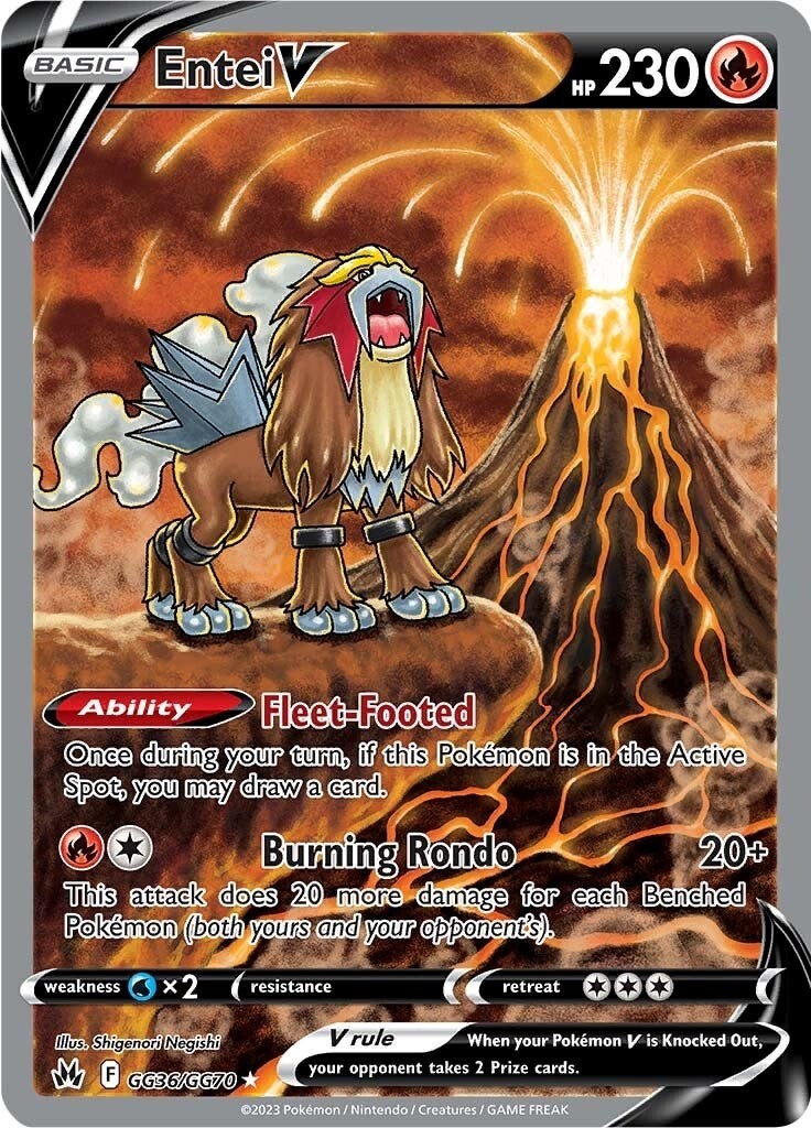 Entei V GG36/GG70 Ultra Rare SWSH: Crown Zenith: Galarian Gallery Pokemon Hol...
