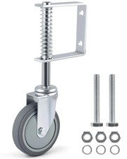 Heavy Duty Gate Wheel Spring-Loaded Casters, 3 inch Silver