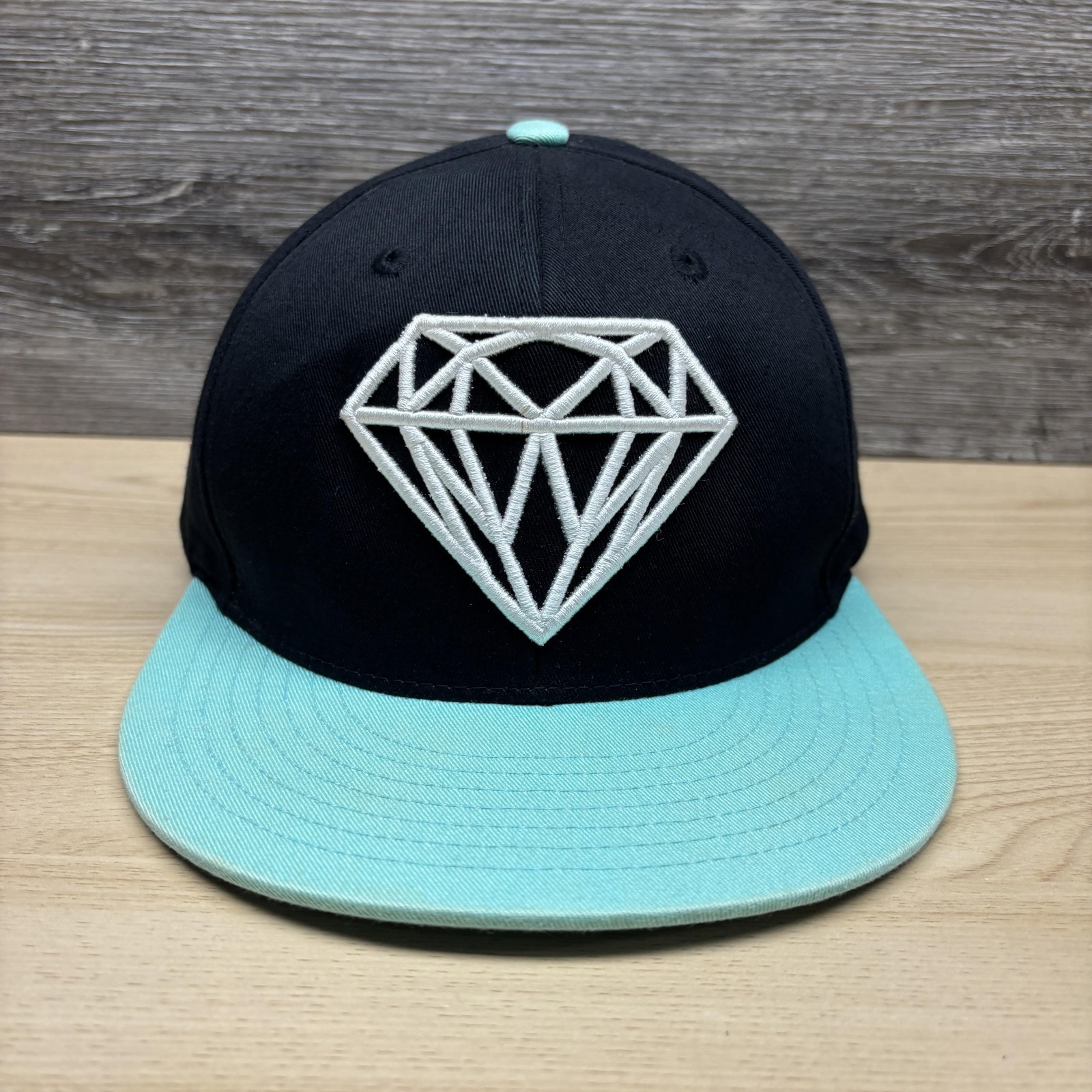 Carbon Elements Hat Cap Snap Back Black Teal Diam… - image 1