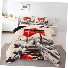  Boys Girls Samurai Comforter Set Size, Japanese Traditional Pattern King Linen