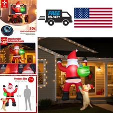 7 FT Inflatable Climbing Santa Claus with LED Lights for Outdoor Christmas Decor