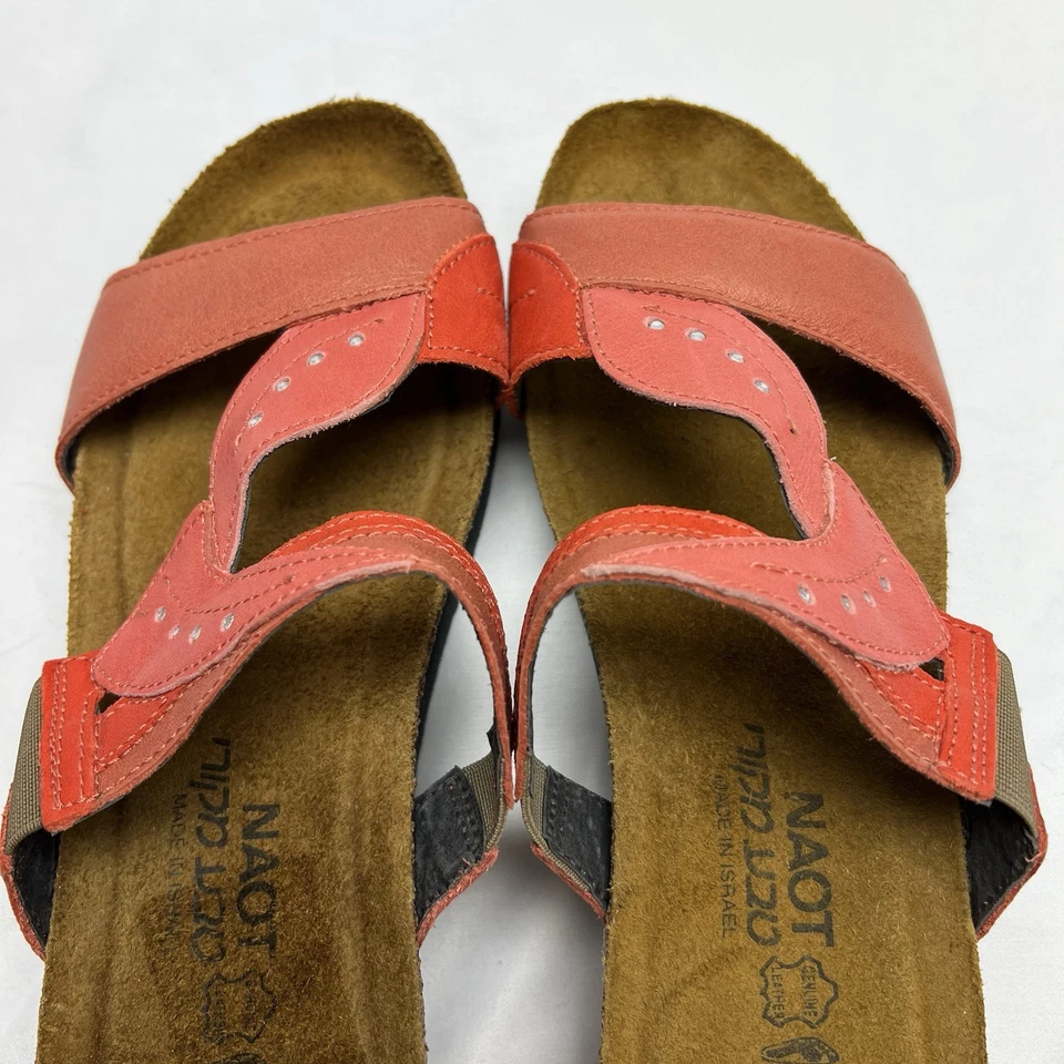 Naot женщин кожи на танкетке красный/оранжевый лосось лист со стразами размер 38/США 7 - Изображение 4 из 4