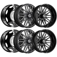Set-6 Xf Off-road Xf-240 Dually 24x8.25 8x200 110mm Black Milled Wheels 24 Set-6 Xf Off-road Xf-240 Dually 24x8.25 8x200 110mm Black Milled Wheels 24