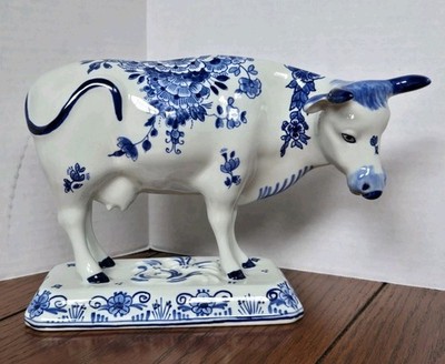 Vintage 1967 Royal Delft Blue Cow Figurine, Hand Painted - Large, Delftse Koe