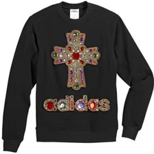 Adidas X Jeremy Scott Bijou Cross Gemstone Jewel Jumper Sweater Size Large