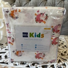 Pink Butterflies  Unicorns 3 Piece Full Sheet set by Big Kids NEW