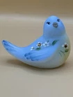 Fenton Glass Dewdrops song bird white satin crystal hand painted