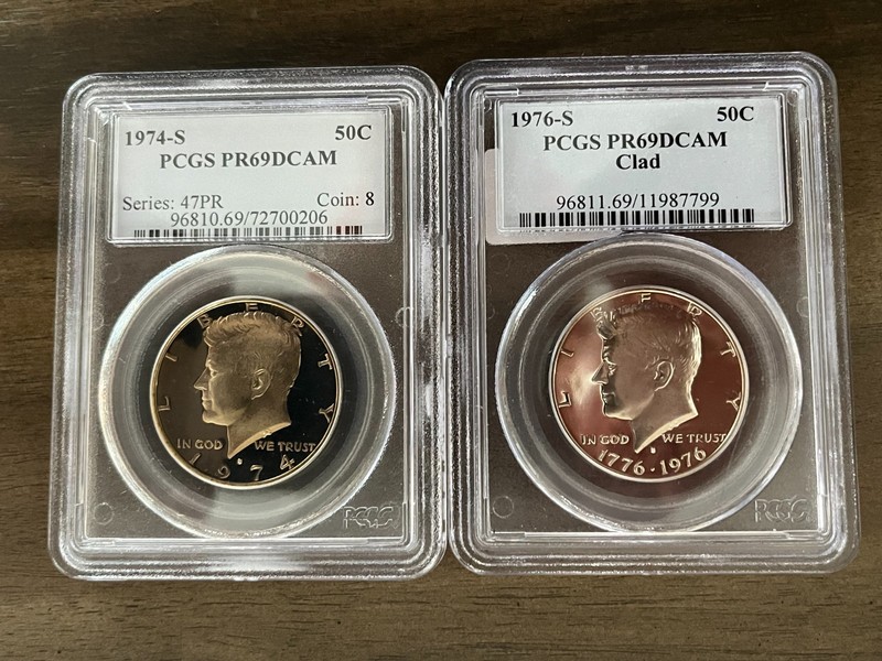 [2-COIN LOT] - 1974-S & 1976-S Proof Kennedy Half Dollars PCGS PR69DCAM