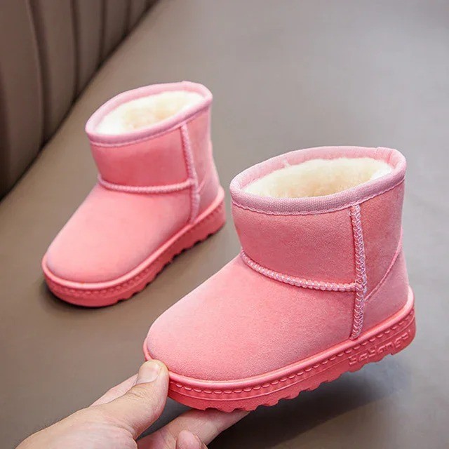 Kids Snow Boots Winter Warm Fur Lined Anti Slip Shoes Boys Girls Flat Ankle Boot-image