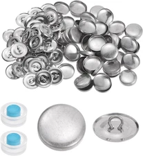 100 Sets Self Cover Button Kit 30L 0.75" 19Mm with Wire Backs Aluminum Buttons t