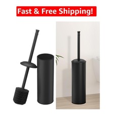 Modern Toilet Cleaning Brush Set - Rust-Resistant with Sleek Covered Holder