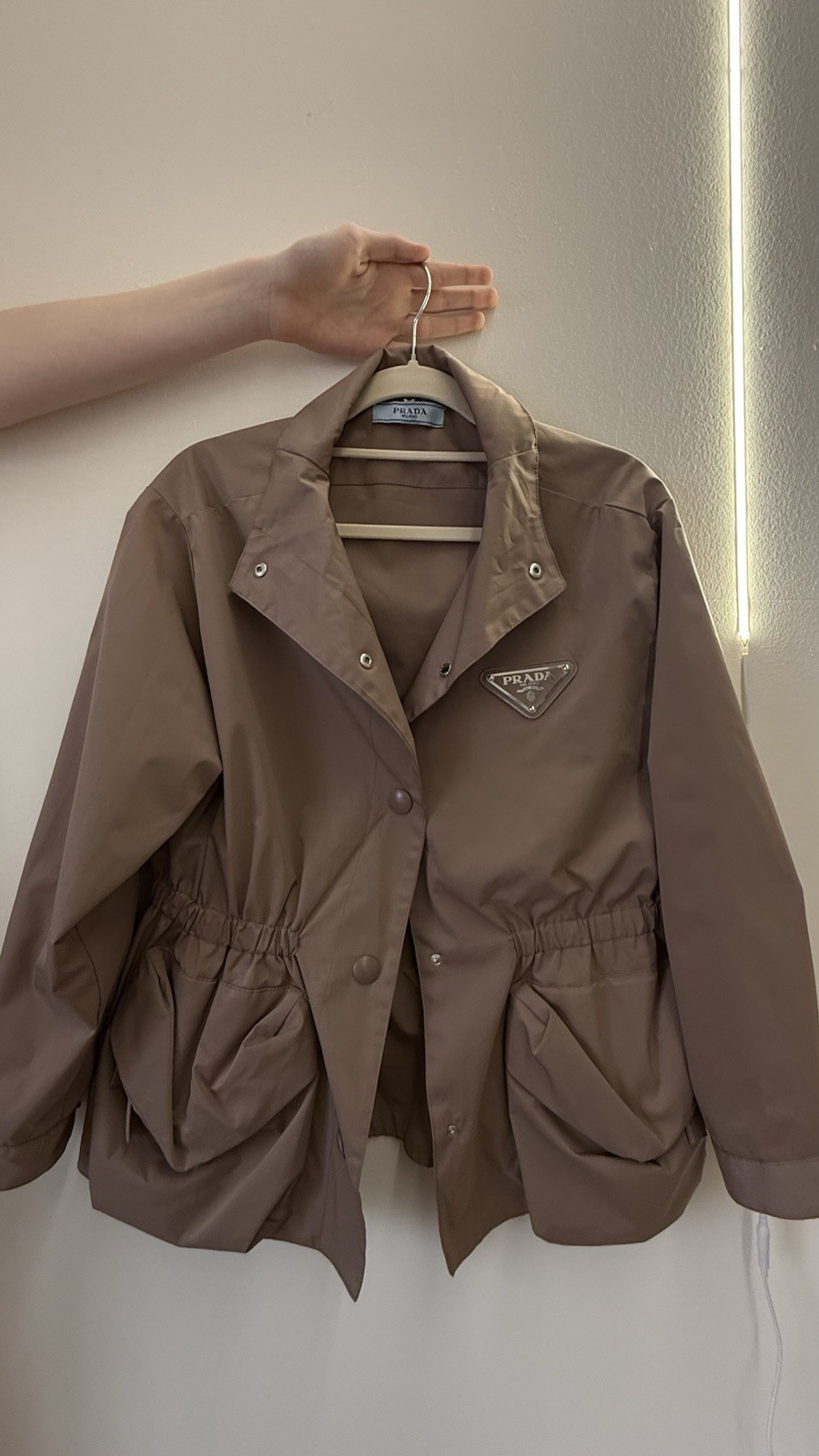 Prada Brown Women's Short Solid Jacket Snap Butto… - image 1