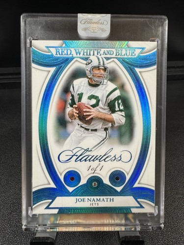 2025 Panini Flawless Joe Namath #18 Red White And Blue 1/1 One Of One Jets